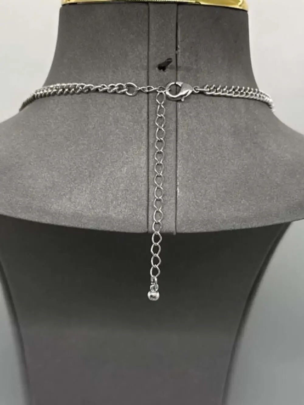 Silver Tone Multi-strand Tube Bar Statement Bib Necklace Layered Y2K Goth